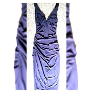 Gunmetal-Grey Midi Dress W/ side ruching